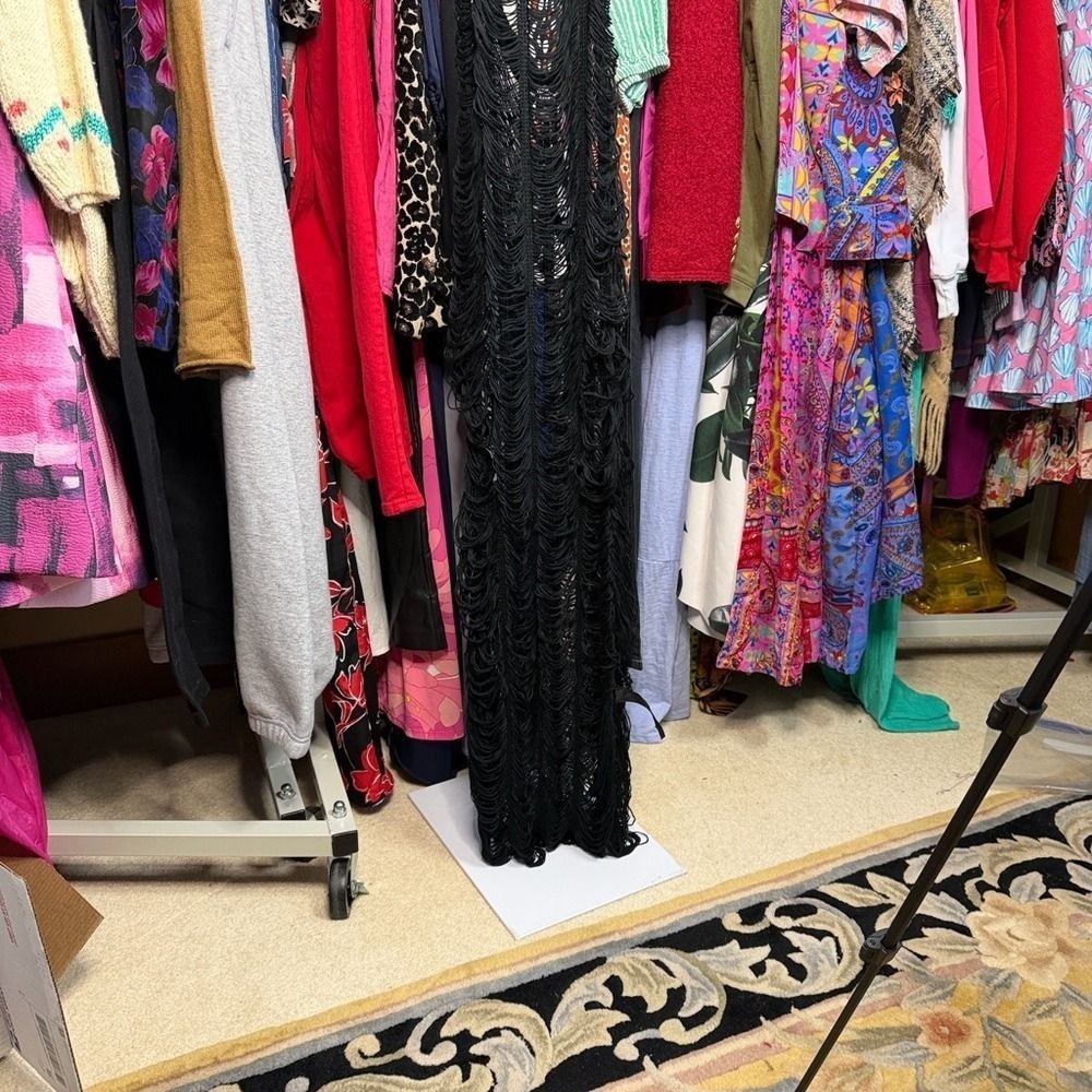 #S90 PRETTY LITTLE THINGS PLUS | Sz. XL Black Knit Beach Dress Maxi Cover Up - Picture 5 of 6